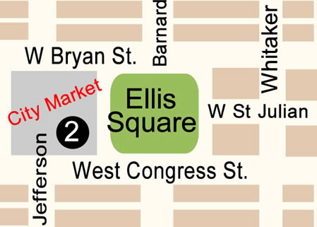 Ellis Square Map in Savannah GA.