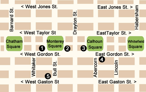 Fun things to do in Savannah : Chatham Square To Whitefield Square. 
