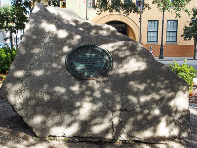 Tomochichi Monument in Wright Square in Savannah GA.