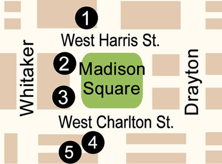 Madison Square Map in Savannah, GA. 