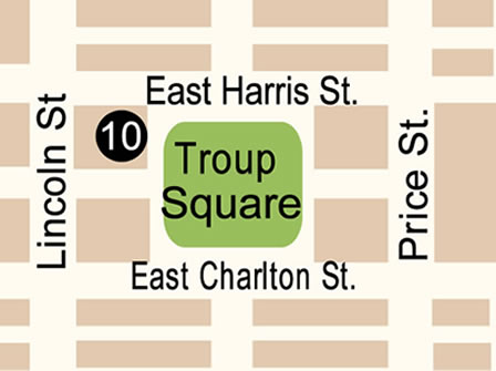 Troup Square Map in Savannah GA. 