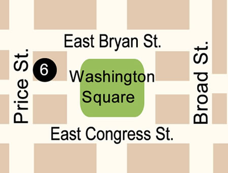 Washington Square Map in Savannah GA. 
