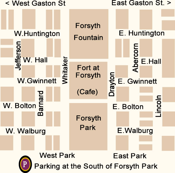 Forsyth-Park-Map in Savannah GA.